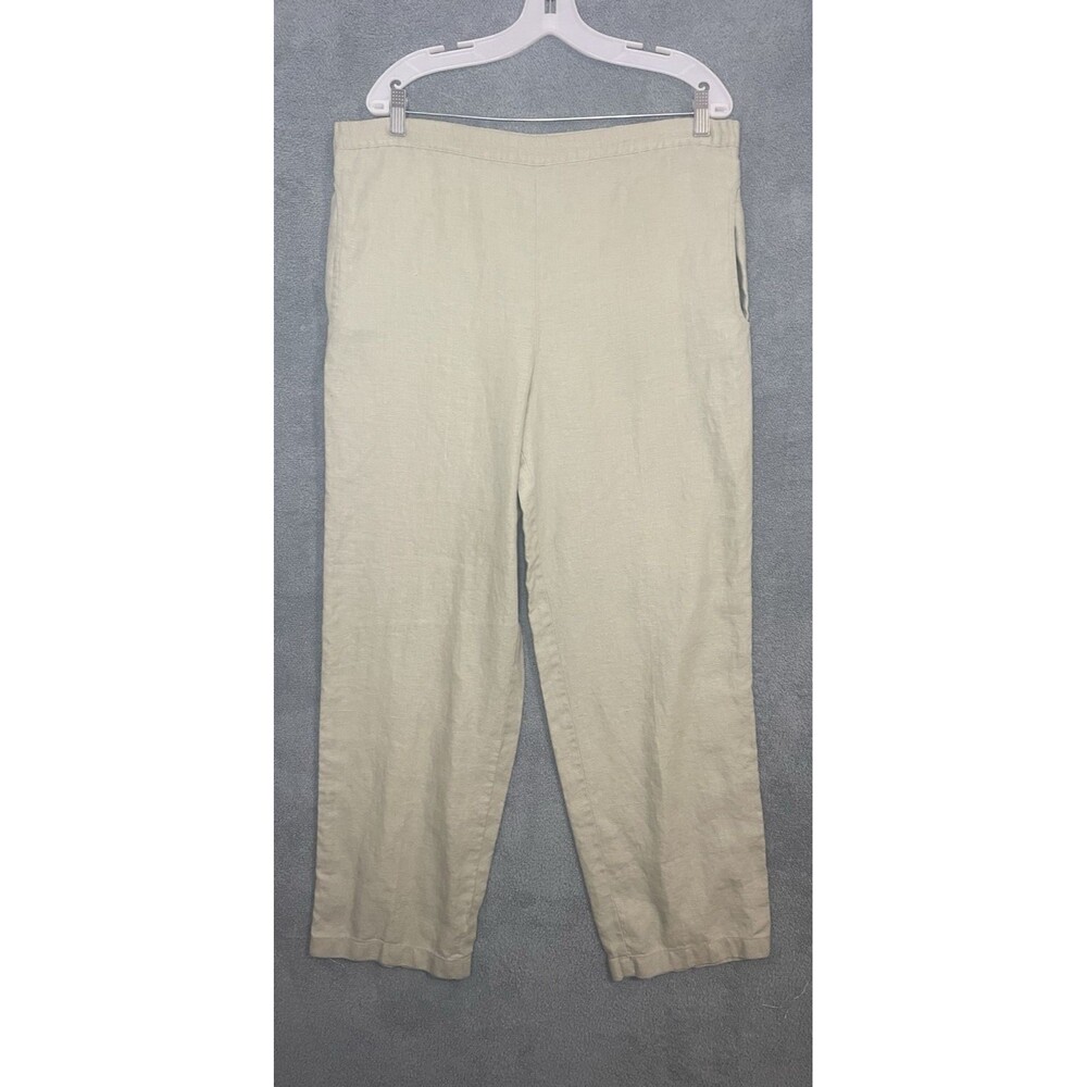 Outfit JPR Pants‎ Womens Medium Green 100% Linen Elastic Waist Pockets Vacation